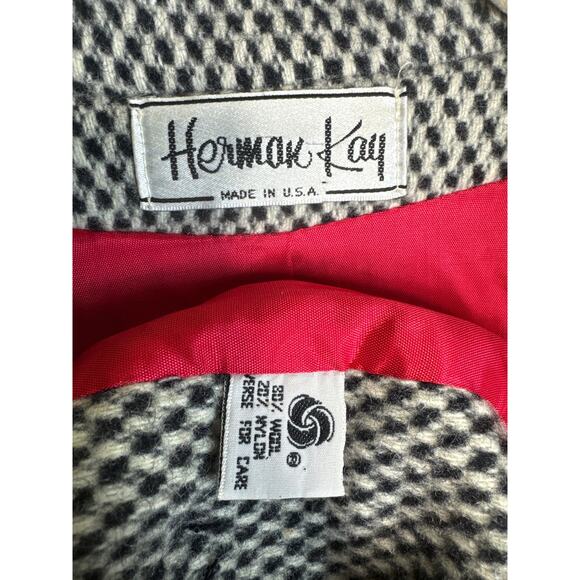 Vintage Herman Kay Herringbone Tweed black & white wool Coat size medium - Picture 12 of 16